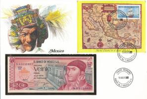 Mexikó 1977. 20P felbélyegzett borítékban, bélyegzéssel T:UNC  Mexico 1977. 20 Pesos in envelope with stamp and cancellation C:UNC