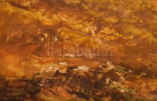 Szanthoffer Imre (1930-2007): Séta. Olaj, farost, jelezve balra lent. Dekoratív fakeretben, 57×100 c...