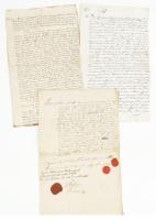 1850 3 db latin nyelvű dokumentum, nemesi és osztrák címeres viaszpecsétekkel, a benedekfalvi Kiszely, Lehoczky, Thuránszky és egyéb nemesi családokhoz fűződő tartalommal. Mindhárom lapon "Horánszky Pál gyűjteményéből 1949" bélyegzővel (Horánszky Pál (1886-1949) genealógus, tartalékos honvédszázados).