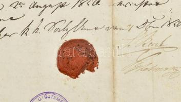 1850 3 db latin nyelvű dokumentum, nemesi és osztrák címeres viaszpecsétekkel, a benedekfalvi Kiszel...