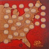 Amerikai Egyesült Államok 1999-2008. 1/4$ aranyozott Cu-Ni "50 Állam" (50xklf), nagyalakú ...