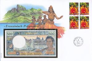 Francia Polinézia DN (1970-1992) 500Fr felbélyegzett borítékban, bélyegzéssel T:UNC French Polynesia ND (1970-1992) 500 Francs in envelope with stamp and cancellation C:UNC