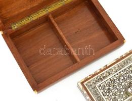 Keleti mintás, gyöngyház berakásos asztali ládika 16x12 cm + Tolltartó