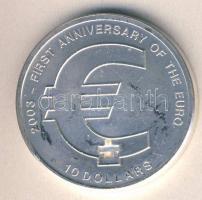Nauru 2003. 10$ Ag "Az Euro-bevezetés 1. évfordulója" T:PP