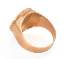 Arany (Au) 14 K pecsétgyűrű nyilas horoszkópjeggyel, jelzett, méret: 64, nettó: 9,63 g