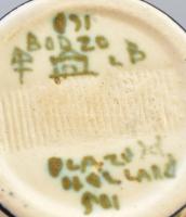 Gouda holland szecessziós kerámia tálka, Kézzel festett, jelzett, hibátlan .m: 4 cm