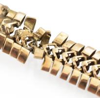 Arany (Au) 14 K sérült karkötő és 2 db fél pár fülbevaló, jelzéssel és jelzés nélkül, nettó: 9,3 g