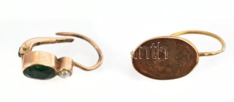 Arany (Au) 14 K sérült karkötő és 2 db fél pár fülbevaló, jelzéssel és jelzés nélkül, nettó: 9,3 g