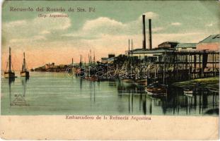 Rosario de Santa Fe, Recuerdo del Rosario de Sta. Fé. Embarcadero de la Refinería Argentina / refinery pier, boat, ship (EK)