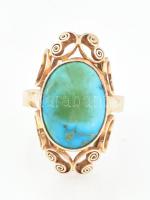 Arany (Au) 14 K gyűrű türkizzel, jelzett, méret: 60, bruttó: 7,4 g