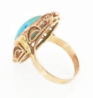 Arany (Au) 14 K gyűrű türkizzel, jelzett, méret: 60, bruttó: 7,4 g