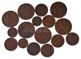 Svédország 1875-1907. 1ö-5ö bronz (16xklf) T:VF,F Sweden 1875-1907. 1 Öre - 5 Öre bronze (16xdiff) C:VF,F