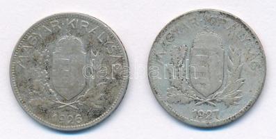 1926. 1P Ag + 1927. 1P Ag T:VF,F patina 
Adamo P6