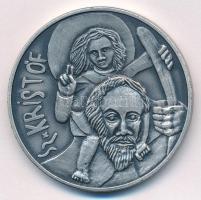 ~2000. "Szent Kristóf / Társadalombiztosításért" ezüstpatinázott fém emlékérem (42,5mm) T:AU