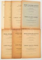 Ószövetségi könyvek, 11 füzet: Mózes I-V. könyve; Józsué, Birák és Rút könyve; Sámuel első és második könyve; A királyok első és második könyve; A krónikák első és második könyve; Esdrás, Nehemiás, Eszter könyve; Jób könyve. Károli Gáspár fordítása és Czeglédy Sándor reviziója nyomán a héber eredetiből ford. a Magyar Bibliatanács Ószövetségi Szakbizottsága. Bp., 1951-1957, A Magyarországi Református Egyház Egyetemes Konventjének Sajtóosztálya. Magyar, angol és német nyelven. Kiadói papírkötés, egy-két kis sérüléssel, minimális lapszéli ázásnyomokkal. Az első füzet számozott, 567. sz. példány.