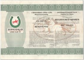 Budapest 1995. &quot;Hippodrom Lovas Club Részvénytársaság&quot; 100db részvénye összesen 100.000Ft értékben, szelvényekkel T:UNC,AU apró folt