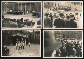 1931 Budapest, őrségváltás a Budai Várban, 4 db fotó, 6×9 cm