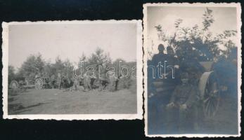 Katonák ágyúval, 2 db fotó, 6×9 cm