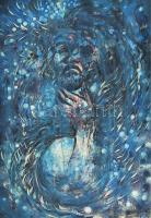 Varga Mátyás (1910-2002): A föld szelleme (ember vigyázz!), 1969. Monotípia, papír, jelezve jobbra lent, hátoldalán autográf felirattal, 70×48,5 cm