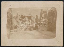 cca 1916 Első világháborús katonák ágyúval, fotó, 6×9 cm