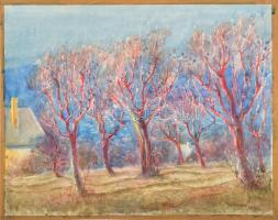 Varga Mátyás (1910-2002): Rózsadomb, 1957. Akvarell, papír, jelezve jobbra lent, lap szélén paszpartuzás nyomaival, 47×58 cm