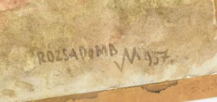 Varga Mátyás (1910-2002): Rózsadomb, 1957. Akvarell, papír, jelezve jobbra lent, lap szélén paszpart...