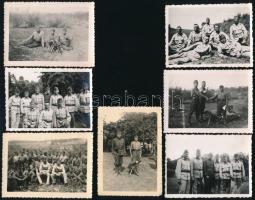 cca 1938 M. kir. géppuskás katonák, 7 db fotó, sérülésekkel, 9×6 cm