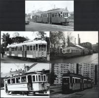 Budapesti villamosok, 5 db fotó, utólagos nagyítás, 10×15 cm