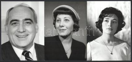 Magyar színészek és színésznők portréi, Szemes Mari, Inke László, Benkő Gyula, Fónay Márta, stb., 7 db, 18×13 cm