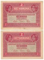 1917. 2K (2x) sorszámkövetők "1382 001696 - 1382 001697" felülbélyegzés nélkül T:VF,F folt Adamo K6