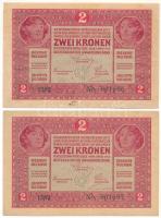 1917. 2K (2x) sorszámkövetők "1382 001696 - 1382 001697" felülbélyegzés nélkül T:VF,F folt...