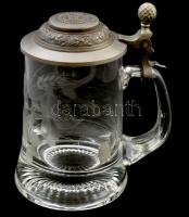 Ön fedeles kristály sörös kupa. Metszett üveg. Warsteiner pilsner 16 cm