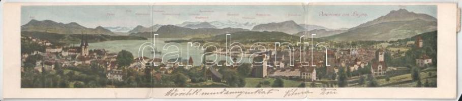 1899 (Vorläufer) Lucerne, Luzern; 3-tiled folding panoramacard (fa)