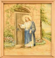 Roskovics jelzéssel (Roskovics Ignác?): Jézus. Akvarell, papír, üvegezett fakeretben, 35×28 cm