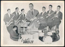 1959 Holéczy Ákos zenész aláírása az együttest ábrázoló nyomat hátoldalán
