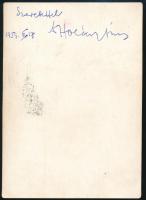 1959 Holéczy Ákos zenész aláírása az együttest ábrázoló nyomat hátoldalán