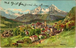 Berchtesgaden, general view, litho s: Heinisch (fl)