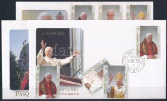 2005 XVI. Benedek az új pápa sor + sor FDC-n + 2 db FDC Mi 1517-1519