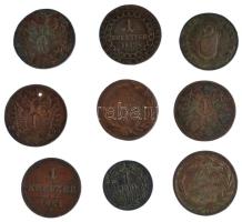 1763. Rézdénár "Mária Terézia / Zárt korona" + 1780W 1kr Cu "II. József" + 1790A...