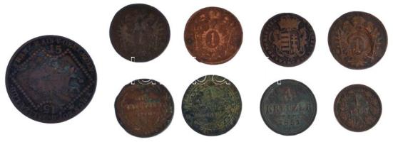 1763. Rézdénár "Mária Terézia / Zárt korona" + 1790S 1kr Cu "II. József" + 1800....