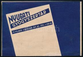 Nyugati Gyógyszertár (VI. Vilmos császár út 65.) receptboríték recepttel