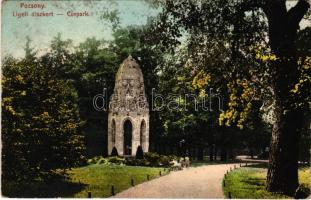 1908 Pozsony, Pressburg, Bratislava; Ligeti díszkert / Curpark / park (EK)