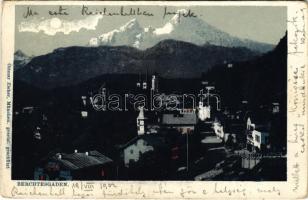 1902 Berchtesgaden, general view at night, Ottmar Zieher (worn corners)