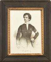 cca 2000-2020 Petőfi portré, Barabás után, modern nyomat. Dekoratív üvegezett, sarkaiban sérült fa képkeretben. 49x33 cm