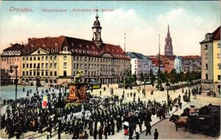 Dresden, Hauptstrasse, Aufziehen der Wache /main square, changing of the guards, tram (EK)