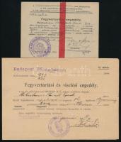 1927, 1943 Fegyvertartási és viselési engedélyek, 2 db