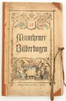 cca 1885-1890 Münchener Bilderbogen. München, é.n., Braun&Schneider. 24 db lap, humoros illusztrált történetekkel, történelmi viseletekkel, divatokkal stb. Színes fametszet, papír. Mappában, néhány bekötve, néhány lazán Lap széle helyenként kissé sérült. Részben kissé foltos. 42x34 cm