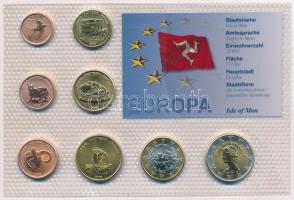 Man-sziget 2003. 1c-2E (8xklf) próbaveret forgalmi sor sérült fóliatokban T:UNC Isle of Man 2003. 1 Cent - 2 Euro (8xdiff) trial strike coin set in damaged foil pack C:UNC