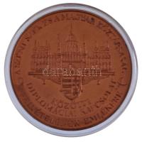 Bozó Gyula (1913-2004) 1990. "A Szent Szék és a Magyar Köztársaság közötti diplomáciai kapcsolat felvételének emlékére" kétoldalas bronz emlékérem kapszulában (42,5mm) T:UNC,AU