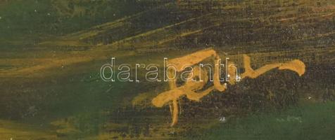 Olvashatatlan jelzéssel: Tyúkól. Olaj, farost. 36,5x36,5 cm